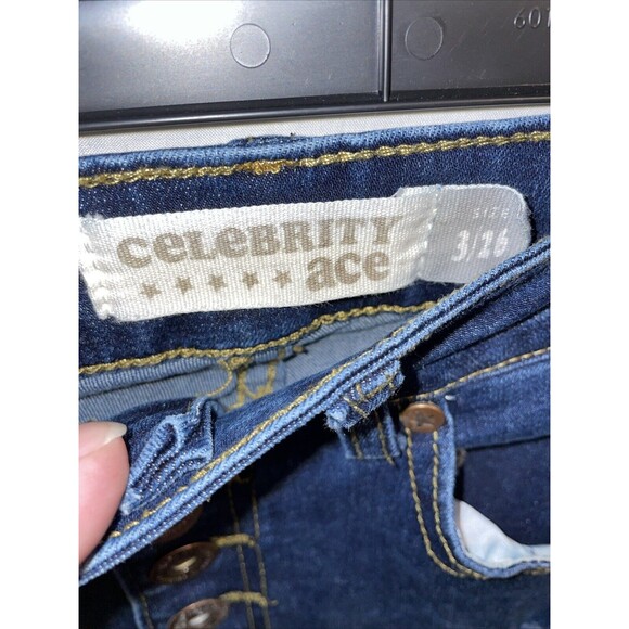 Celebrity Ace Women’s Distressed Skinny Jeans Size 3 Blue Button Fly Western - Picture 2 of 12